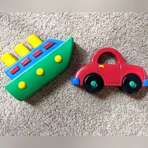 Boy Room Wall Decor Car and Boat 2 Pieces